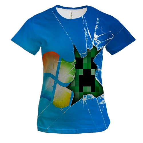Женская 3D футболка с Крипером в Виндовс 7