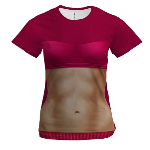 Женская 3D футболка с женским накаченным торсом