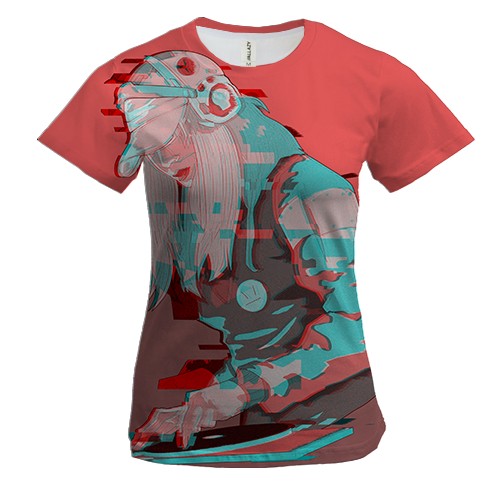 Женская 3D футболка с глитч-девушкой диджеем