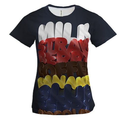 Жіноча 3D футболка з написами їжі