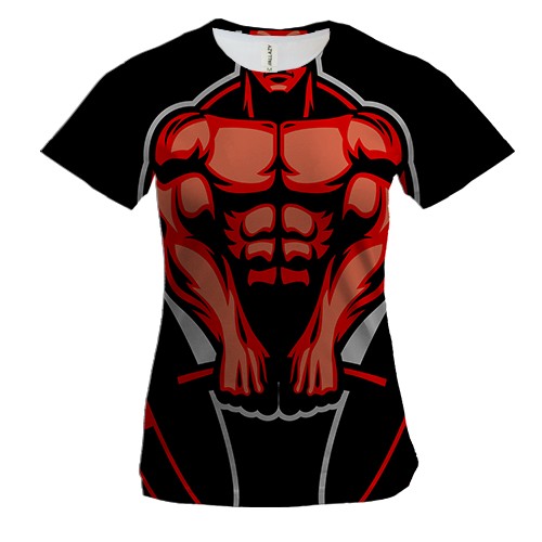 Женская 3D футболка с красным качком