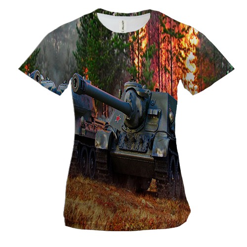 Женская 3D футболка World of Tanks (с танками в поле)