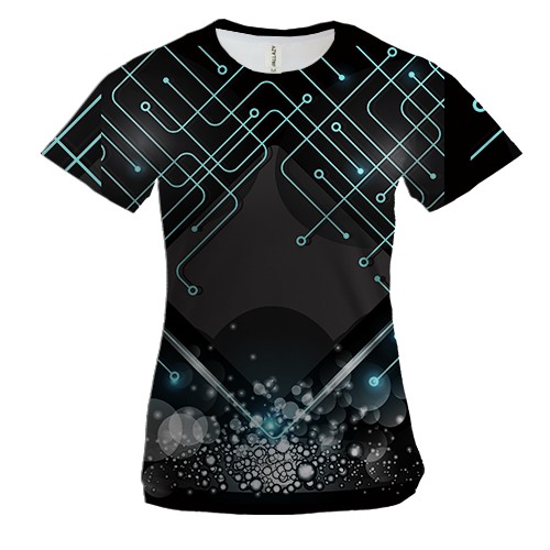 Женская 3D футболка с голубыми схемами