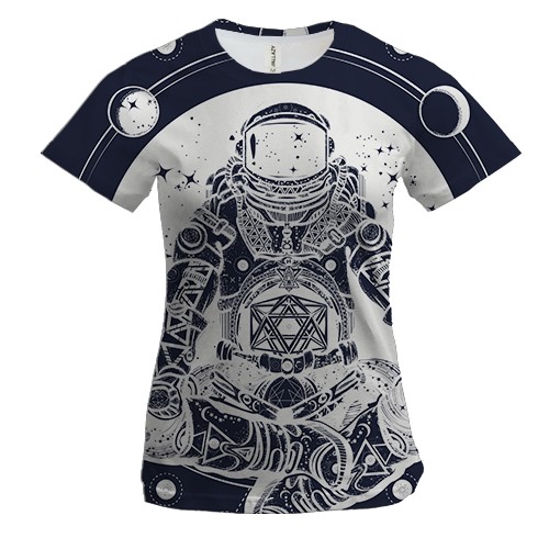 Женская 3D футболка с астральным космонавтом