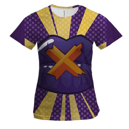 Женская 3D футболка с фиолетовыми губами