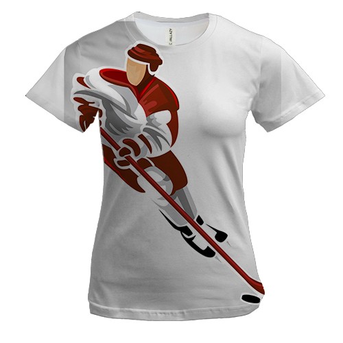 Жіноча 3D футболка с иллюстрацией хоккеиста