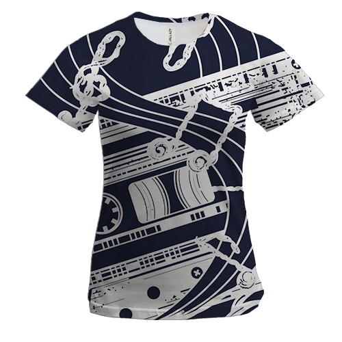 Жіноча 3D футболка з синьою касетою