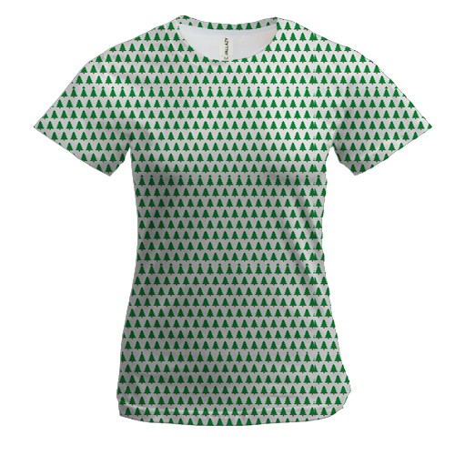 Жіноча 3D футболка з зеленими ялинками