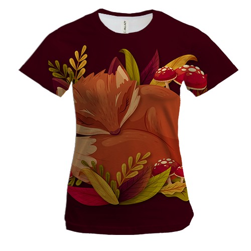 Женская 3D футболка со спящей лисой