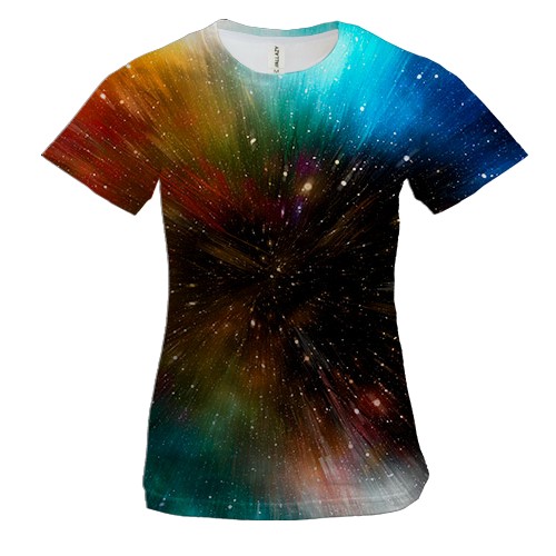 Женская 3D футболка со скоростью света в космосе