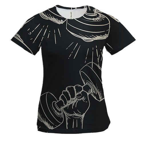 Женская 3D футболка с гантелями