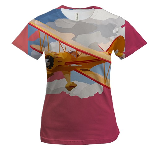 Женская 3D футболка с самолетом в небе