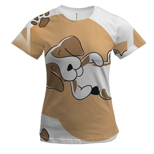 Жіноча 3D футболка з лежачою собакою