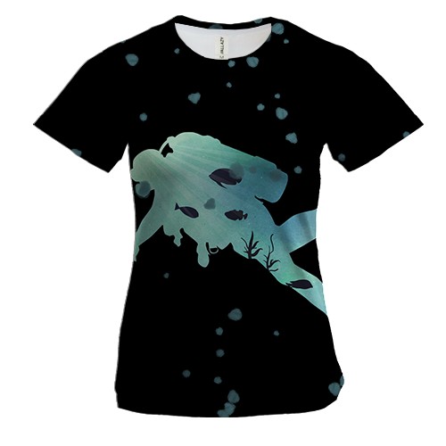 Женская 3D футболка с дайвером