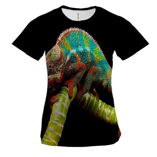 Жіноча 3D футболка з хамелеоном