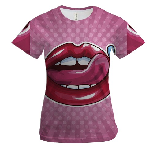 Женская 3D футболка с поп-арт губами
