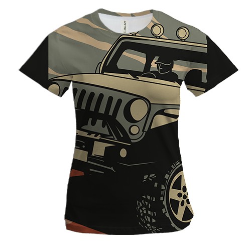 Женская 3D футболка с арт джипом