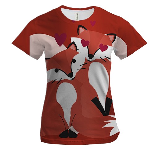Жіноча 3D футболка з закоханим лисом і лисицею