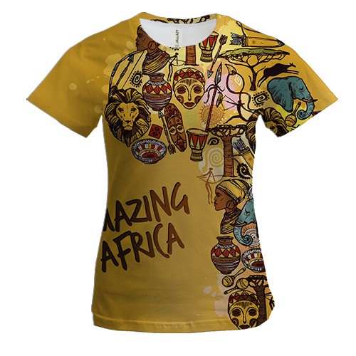 Женская 3D футболка Amazing africa