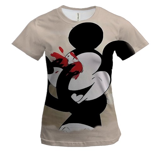 Женская 3D футболка с мрачным Микки Маусом