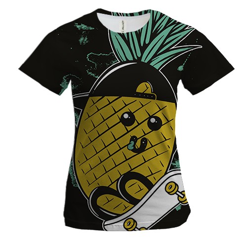 Жіноча 3D футболка з Ананасик на скейті