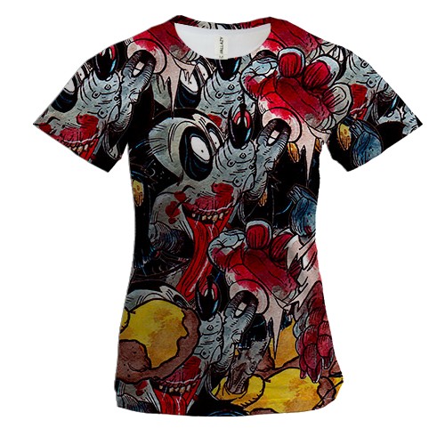 Женская 3D футболка с кровавым Микки Маусом