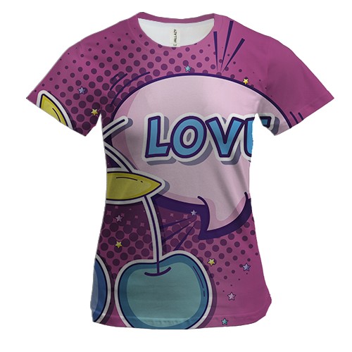 Женская 3D футболка Pop art cherry