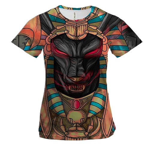 Женская 3D футболка со злым Анубисом