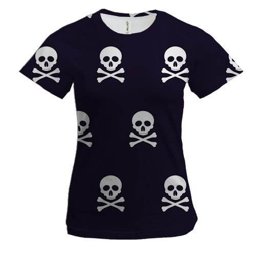 Жіноча 3D футболка з піратськими черепами і кістками