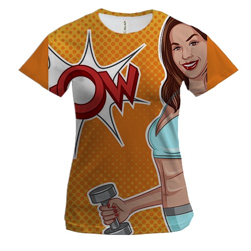 Женская 3D футболка Fitness girl wow