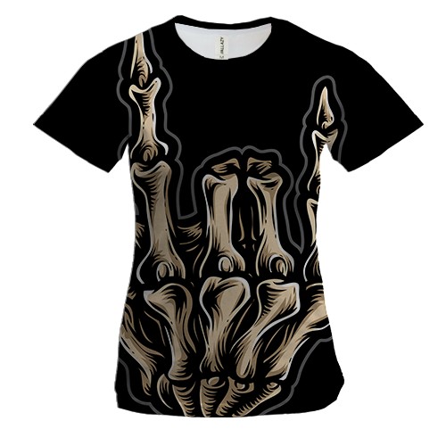 Женская 3D футболка с рок рукой скелета