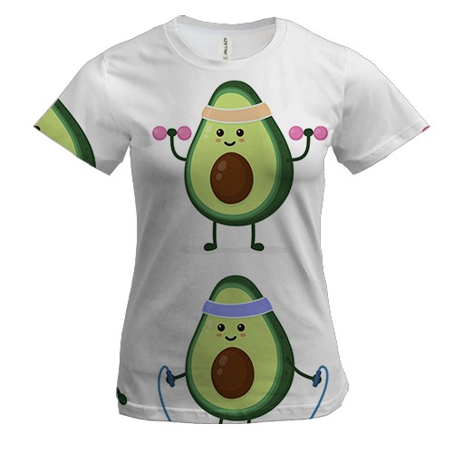 Женская 3D футболка с тренирующимся авокадо
