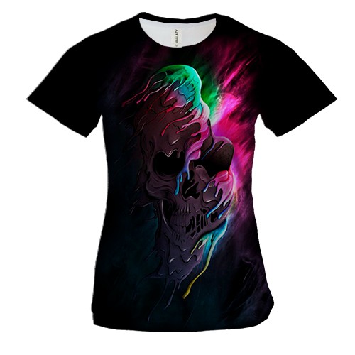 Женская 3D футболка Расплавленный череп
