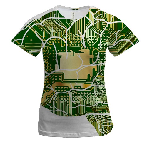 Жіноча 3D футболка з платою і мозком