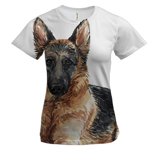 Жіноча 3D футболка з намальованою німецькою вівчаркою