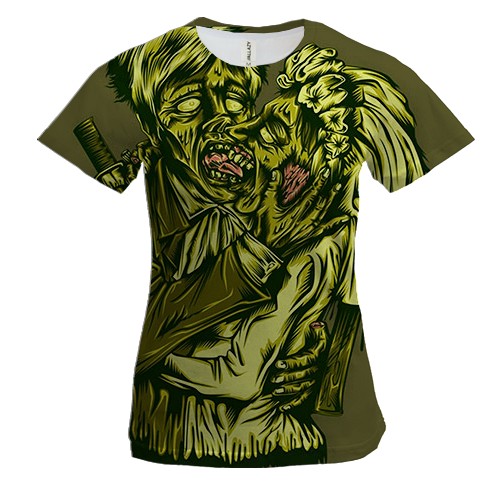 Женская 3D футболка с влюбленными зомби