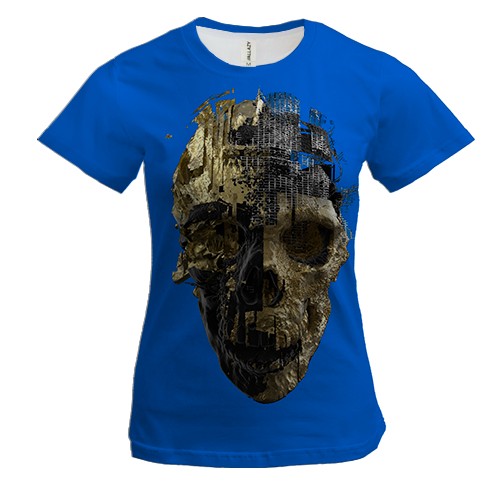 Женская 3D футболка Золотой череп