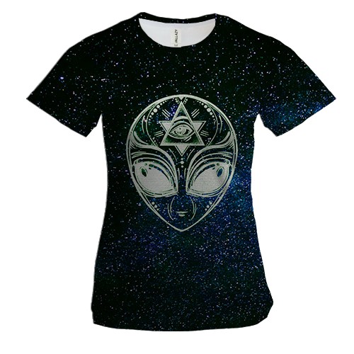 Женская 3D футболка с пришельцем масоном