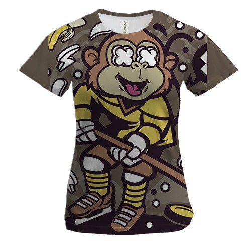 Жіноча 3D футболка з мавпою хокеїстом