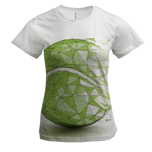Женская 3D футболка с полигональным теннисным мячиком