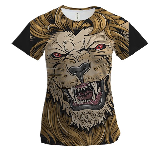 Жіноча 3D футболка з левом і оскалом