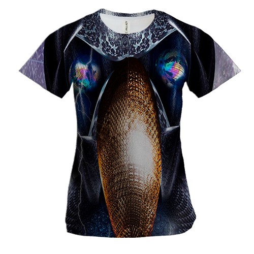 Женская 3D футболка с футуристичным вороном