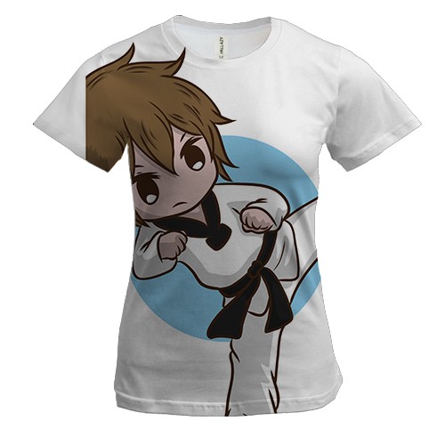 Жіноча 3D футболка з хлопчиком каратистом