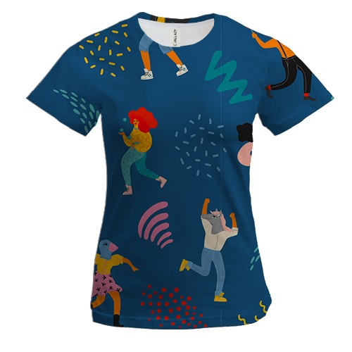 Жіноча 3D футболка з фестивальними людьми