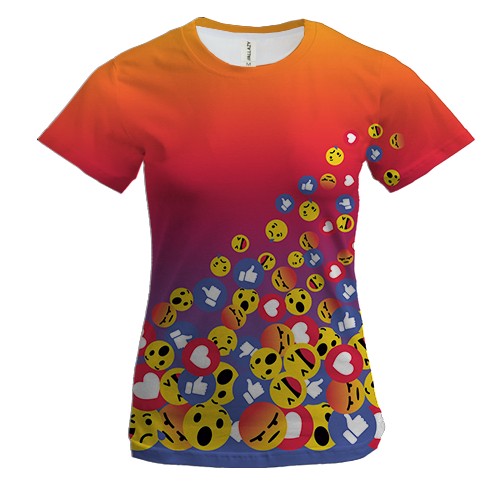 Женская 3D футболка с градиентными эмодзи