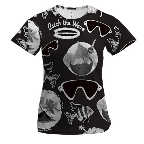 Женская 3D футболка с символикой дайвера