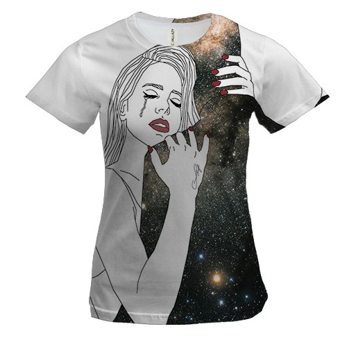 Жіноча 3D футболка дівчина обіймає космос
