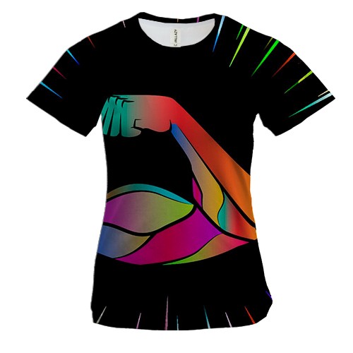 Женская 3D футболка с разноцветным бицепсом