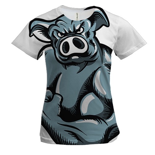 Женская 3D футболка с накаченным кабаном