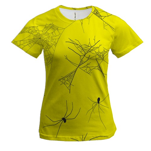 Женская 3D футболка с пауками и паутиной